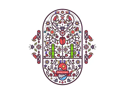 Rose badge cactus flora florist flower illustration rose tree vine