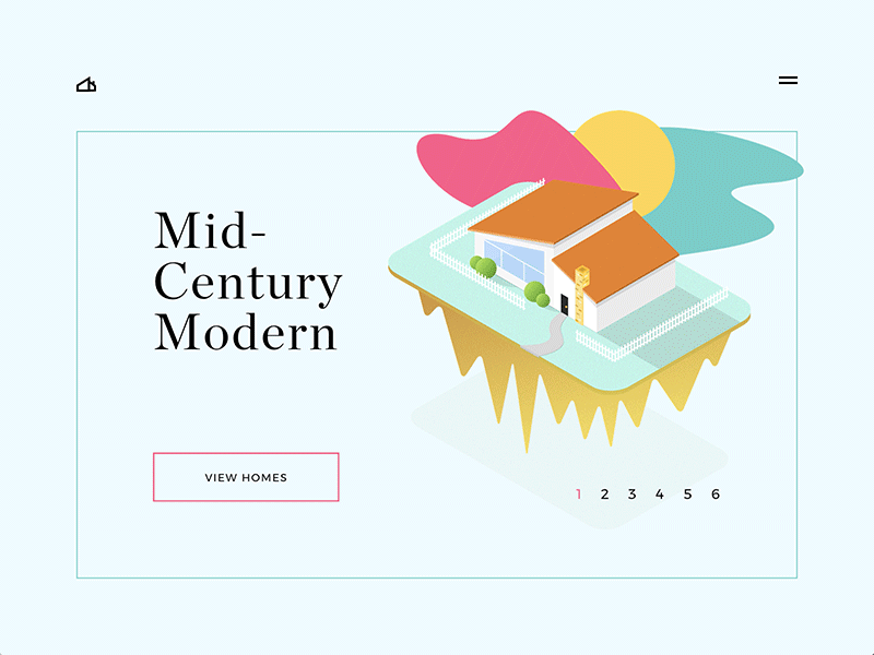 Mid-Century Modern Floating House float floating home house illustration isometric mid century property real estate