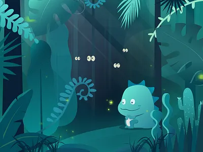 Jungle and monster forest green illustration jungle monster plant tropical