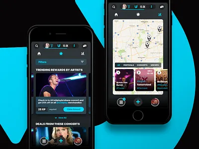 Rewards & Map - JooxIt artist concert event festival ios iphone map music points reward ui ux