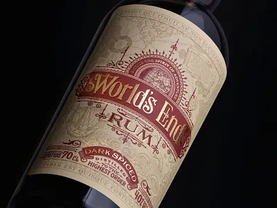 World's End Rum branding classic design hand lettering logo ornate packaging design retro type typography vintage