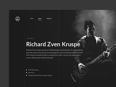 Rammstein band black dailyui metal minimal web website