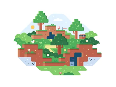 Game Worlds: Caves game worlds illustration landscape minecraft print