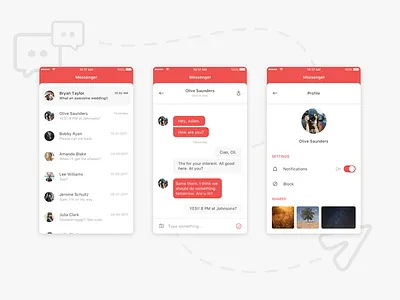 Messenger & chat design android avatar chat design icons interacton interface ios material messenger ui ux