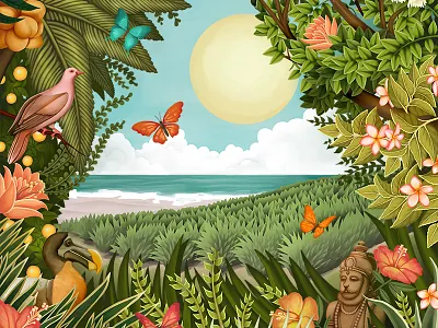 Highlife character clouds cover design digital painting drawing editorial illustration jungle magazine photoshop texture