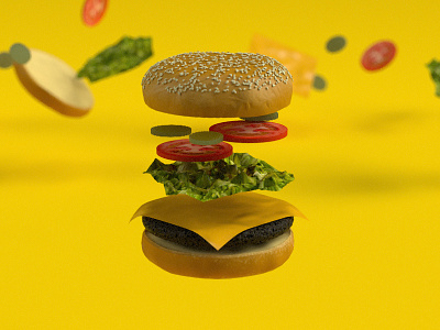 Burger Time c4d cheeseburger lunch yellow