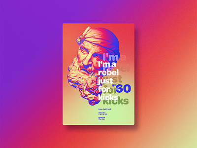 ☝ static eyes☝ #60 • I'm a rebel just for kicks 2017 colours design duotone freelance gradient portfolio poster sculpture type typography vaporwave