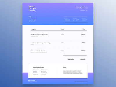 Day 046 - Invoice adobe affinitydesigner blue challenge dailyui design invoice print sketch web