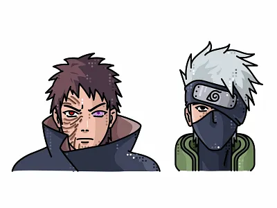 Obito And Kakashi 2d animation avatar cartoon character face illustration image kakashi naruto ninja obito