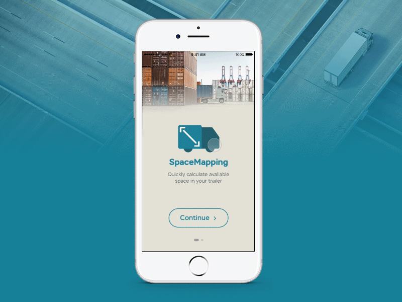 Onboarding SpaceMapping App animation cargo illustration interface mobile on boarding product truck ui ux