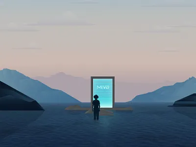 404 Page Illustration 404 art digital fantasy illustration mountain portal water