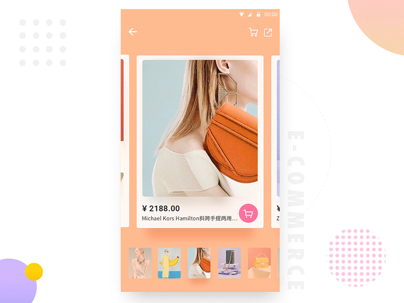 E-Commerce App-Event Cards Interaction app cards clothing e commerce fashion gif interaction material mobile shop shopping ui