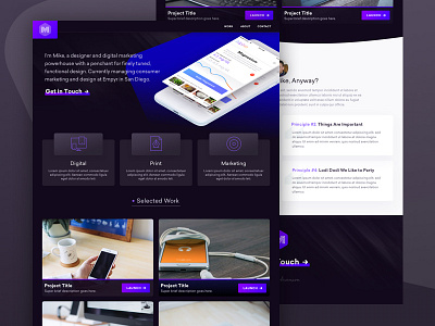 Portfolio / Mike.af blue dark design designer portfolio responsive site ui web web design web site website