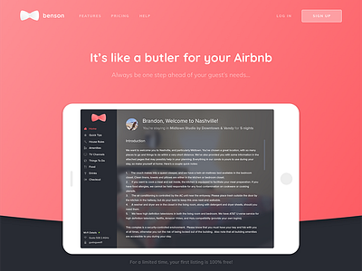 Benson Homepage Design airbnb benson gradient homepage tablet ui