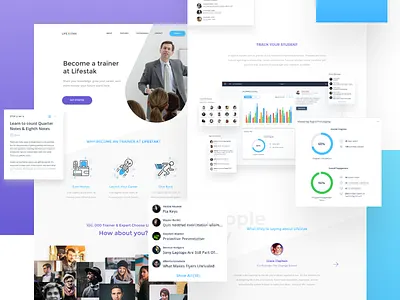 Lifestak Landing Page - Trainer Details app clean flat landing landingpage material pink purple ui ux webdesign website