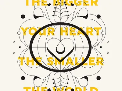 The Bigger Your Heart, The Smaller The World art black charity design drop heart illustration line non profit water white world