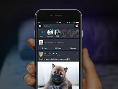 Facebook for iOS - Night Mode app dark facebook mobile night social theme ui ux wlebovics