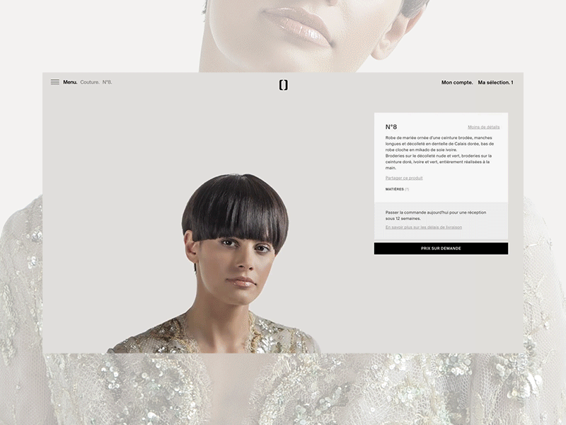Creation Olivier Lapidus™ · Product page animation art direction couture e commerce experience interactive interface mode product page ui ux webdesign