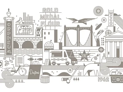 Target Mural - Second Floor city illustration line art minneapolis mural target