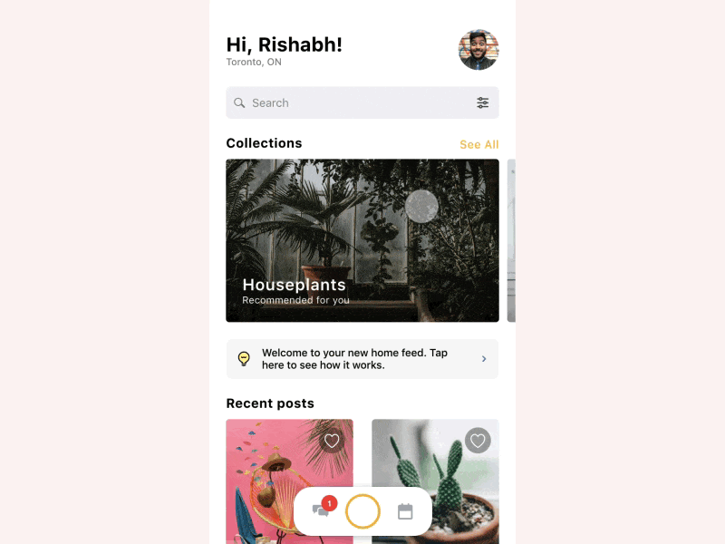 Prototype: Collections collections feed flinto grid ios items madeintoronto minimal motion posts transitions view