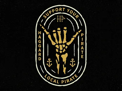 Haggard Pirate "Shaka" anchor apparel bones design gnarly gritty logo march pirate texture