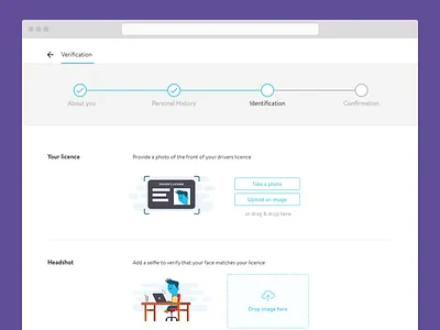 ID verification form interface onboarding