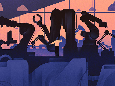 Zetland concert conductor editorial futuristic illustration industrial machinery robot technology