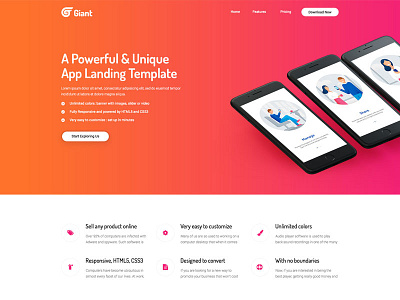 Free App Landing Page free psd free psd template free template free web template free website