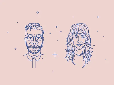 WeddingAnnouncement bride and groom illustration portrait wedding wedding announcement