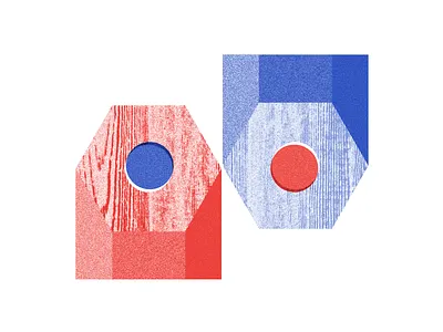 Red Hue, Blue Hue... geometric hexagons offset overprint pencils printing riso risograph texture