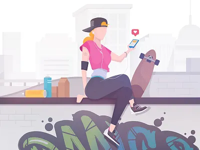 Zoning out from the world art character concept design drawing flat illustration illustrator mobile music sketch vector