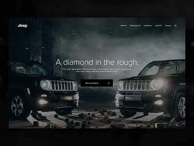 Jeep Renegade architecture automotive cars design digital fca homepage interaction interface jeep landing page