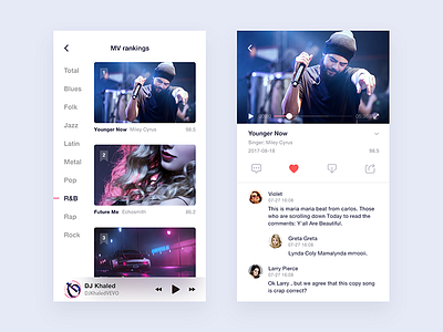 Musicer UI advice card clean color download light music play time ui ux