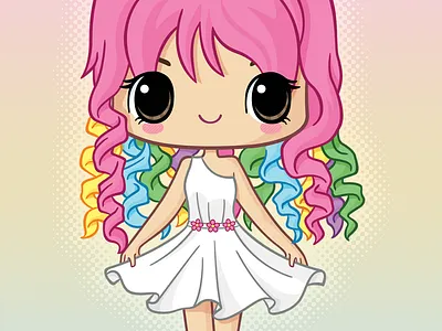 Rainbow Curls anime cartoon cute drawing illustration kawaii manga rainbow