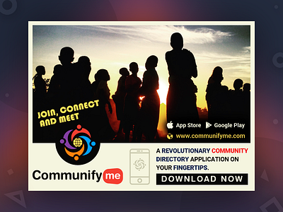 Facebook_Ad_2_CommunifyMe animation app banner branding colors community creative design facebook ad graphic promotion typography