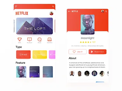 Netflix - Watch Online App 01 app clean colors design movie netflix shows tv
