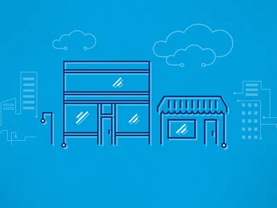 Technology for SMBs/SMEs buildings business technology circuitry icons illustration smb sme spot illustration technology