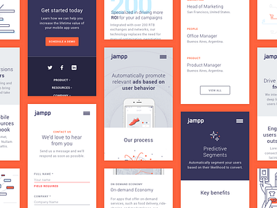 Jampp's responsive screens ads brand contact illustration jampp mobile responsive screens site