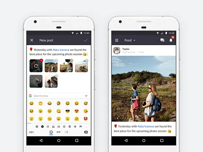 Barbara — Create Post [Android App] android app compose emoji material mobile photo post ui ux