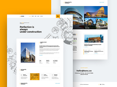 Kons - Construction Firm Website architecture building construction industrial site theme web