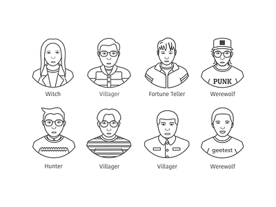 Our product team ai avatar craft design hobby icon illustration member outline product team werewolf