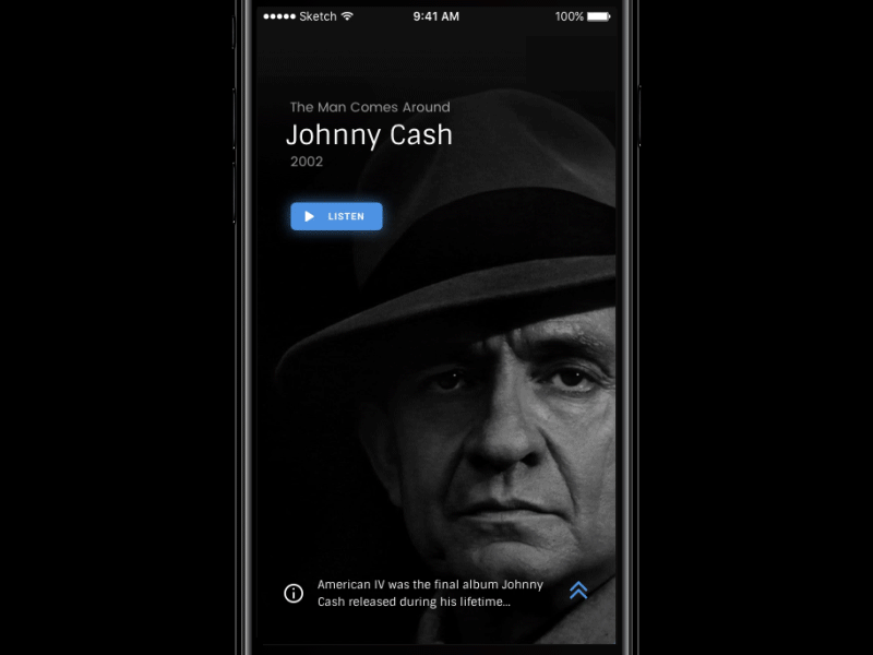 Music Player animation app clean dark interaction ios minimal music player premium simple ui