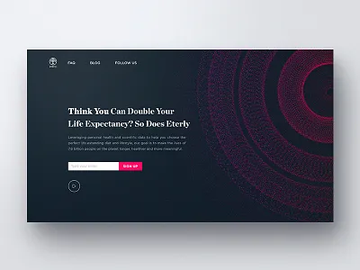 Eterly Home Page Concept block chain circle dark design flat illustration marketing site print scientific site