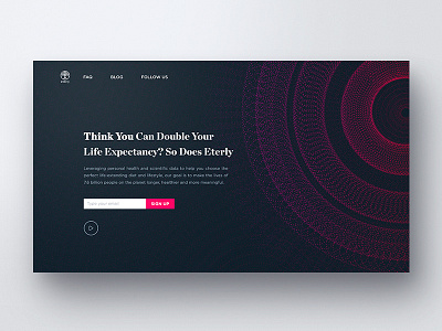 Eterly Home Page Concept block chain circle dark design flat illustration marketing site print scientific site