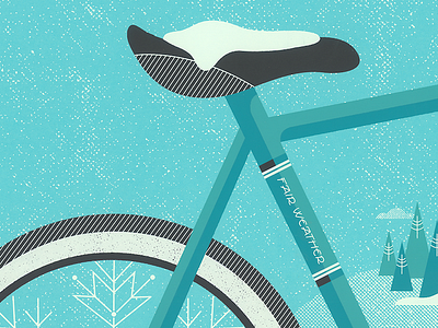 Fair Weather Poster artcrank bike blue cold graphic design illustration poster screen print snow spokes texture wheel