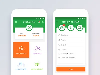 Child Protection Mobile App app case child child protection child rights colors complain logo mobile report ui ux