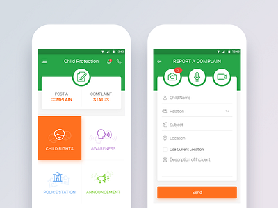 Child Protection Mobile App app case child child protection child rights colors complain logo mobile report ui ux
