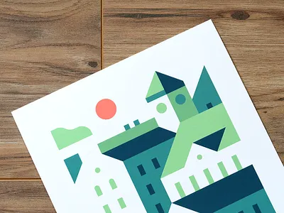 Town #2 (Print) illustration landscape print town