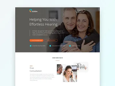 Ozen Landing Page call now hearing aids landing page web design