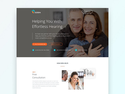 Ozen Landing Page call now hearing aids landing page web design